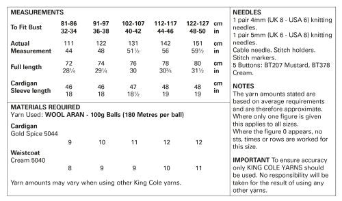 King Cole 5962 Cardigan and Waistcoat