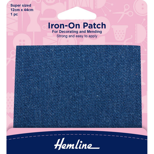 Hemline Iron-on Repair Fabric - Mid Denim