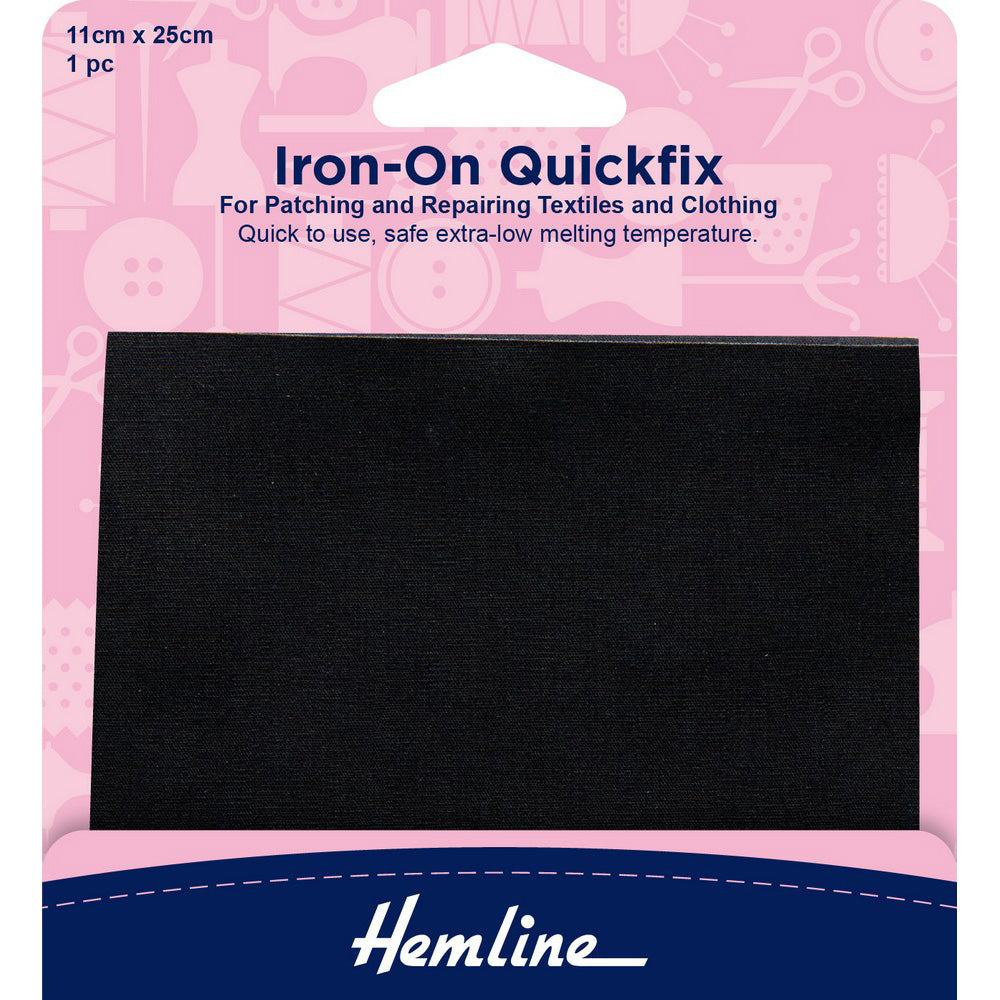 Hemline Quick Fix Iron-On Patch - Black