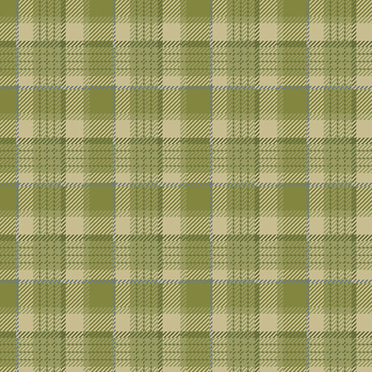 100% Cotton  Oxford Check Spruce-  Green Thumb Collection By Makower