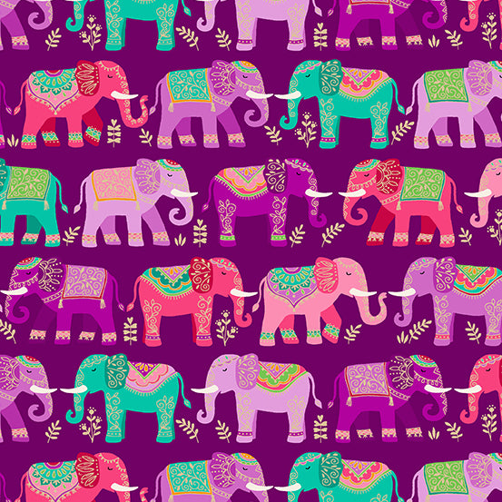 100% Cotton Jaipur Elephants By Makower