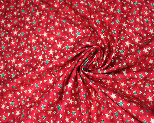 100% Cotton Shining Stars Red