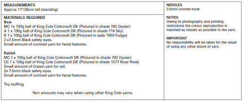 King Cole 9126 Teddy and Bunny Crochet Double knit