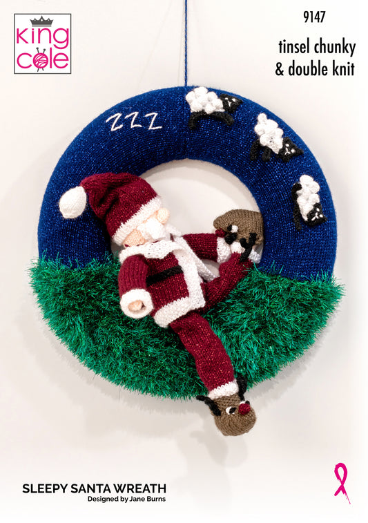 King Cole 9147 Sleepy Santa Wreath Pattern