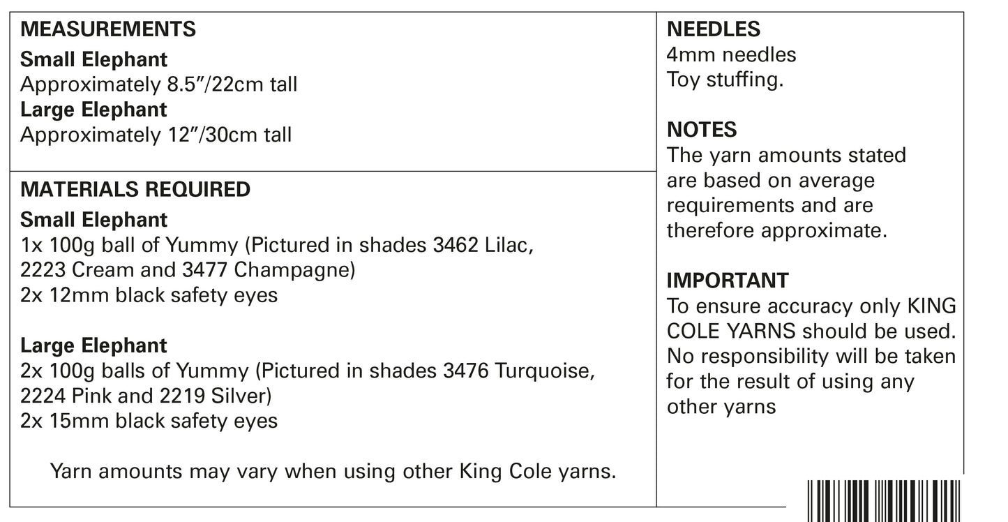 King Cole 9149 Elephant Pattern