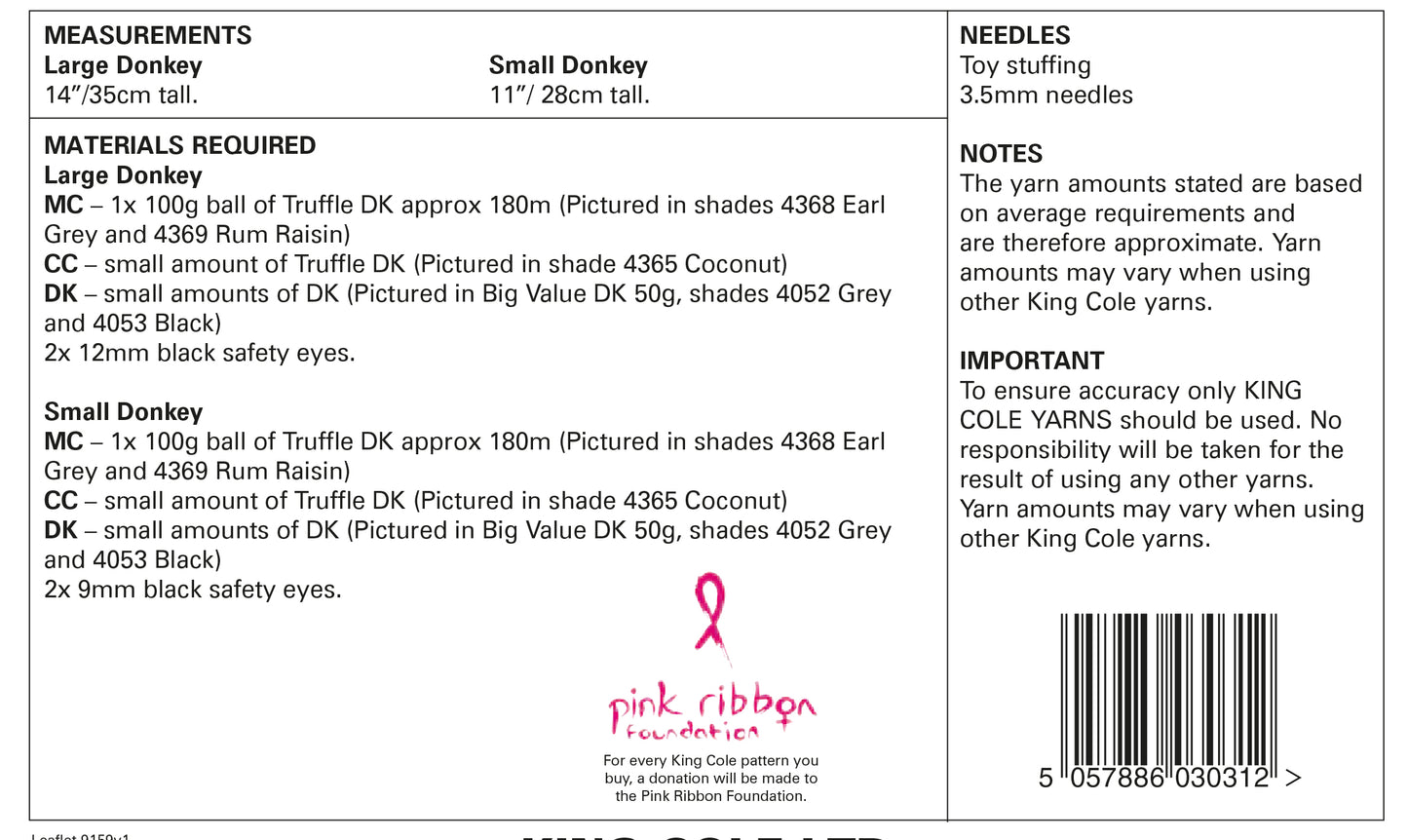 King Cole 9159 Donkey Pattern