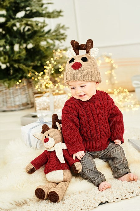 Stylecraft 9869 Sweater, Hat and Reindeer Toy Double Knit