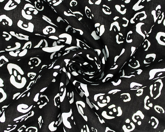 100% Cotton Lawn Monochrome Animal - Black