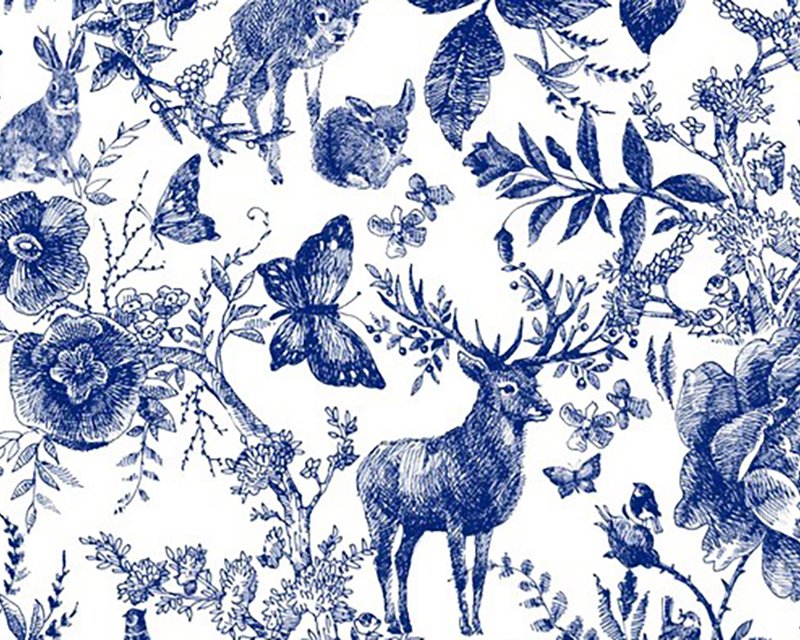 100% Cotton Porcelain Forest Print