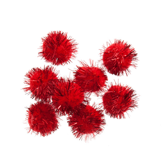 Pom Poms - Sparkle Red - 25mm