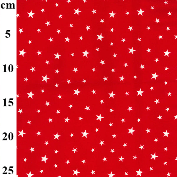 100% Cotton Poplin - Stars - Red