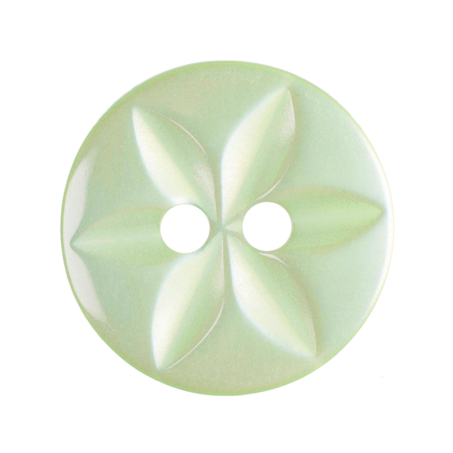 Star Poly Buttons - Pale Green 14mm