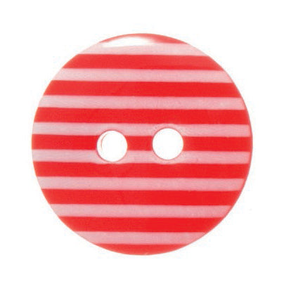 Striped Buttons - Red 15mm