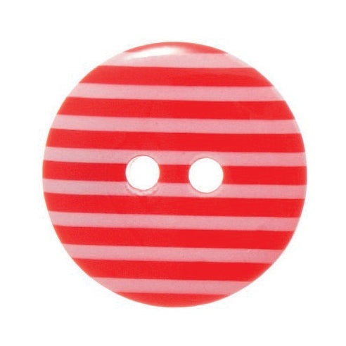 Striped Buttons - Red 18mm