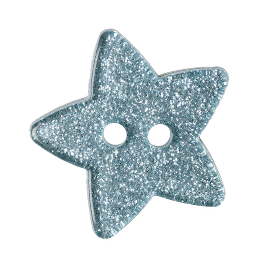 Glitter Star Buttons - Light Blue 18mm