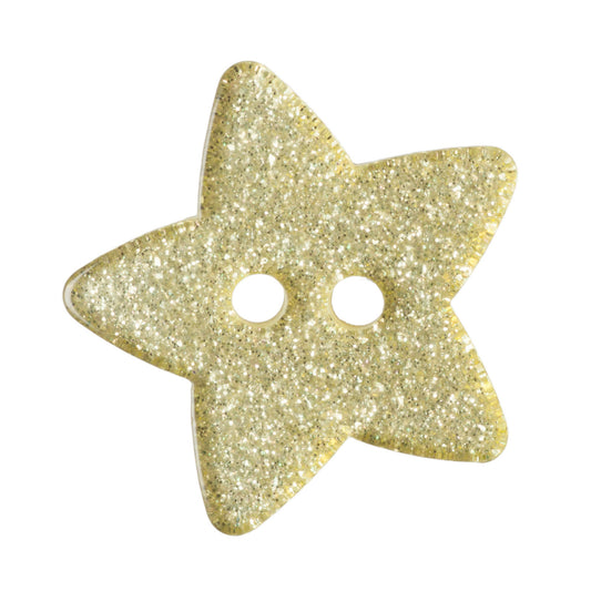 Glitter Star Buttons - Light Yellow 18mm