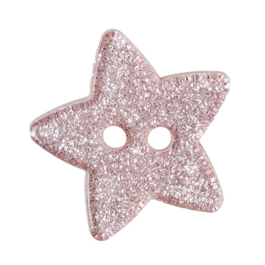 Glitter Star Buttons - Light Pink 18mm