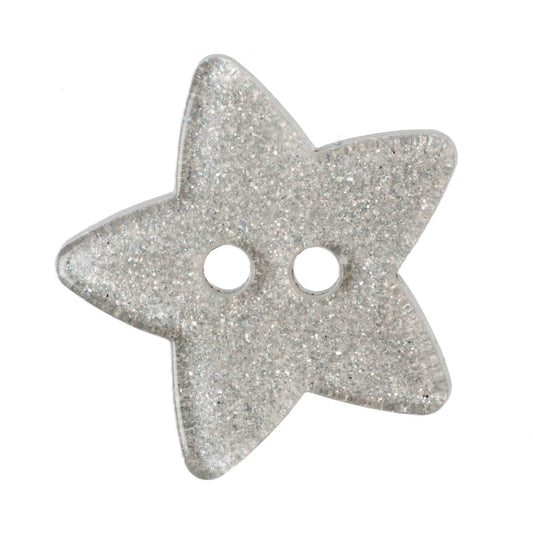 Glitter Star Buttons - Silver 18mm