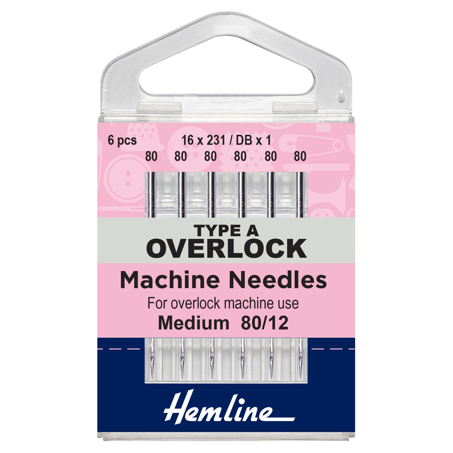 Hemline Overlock--Serger Machine Needles: Type A: 80/12