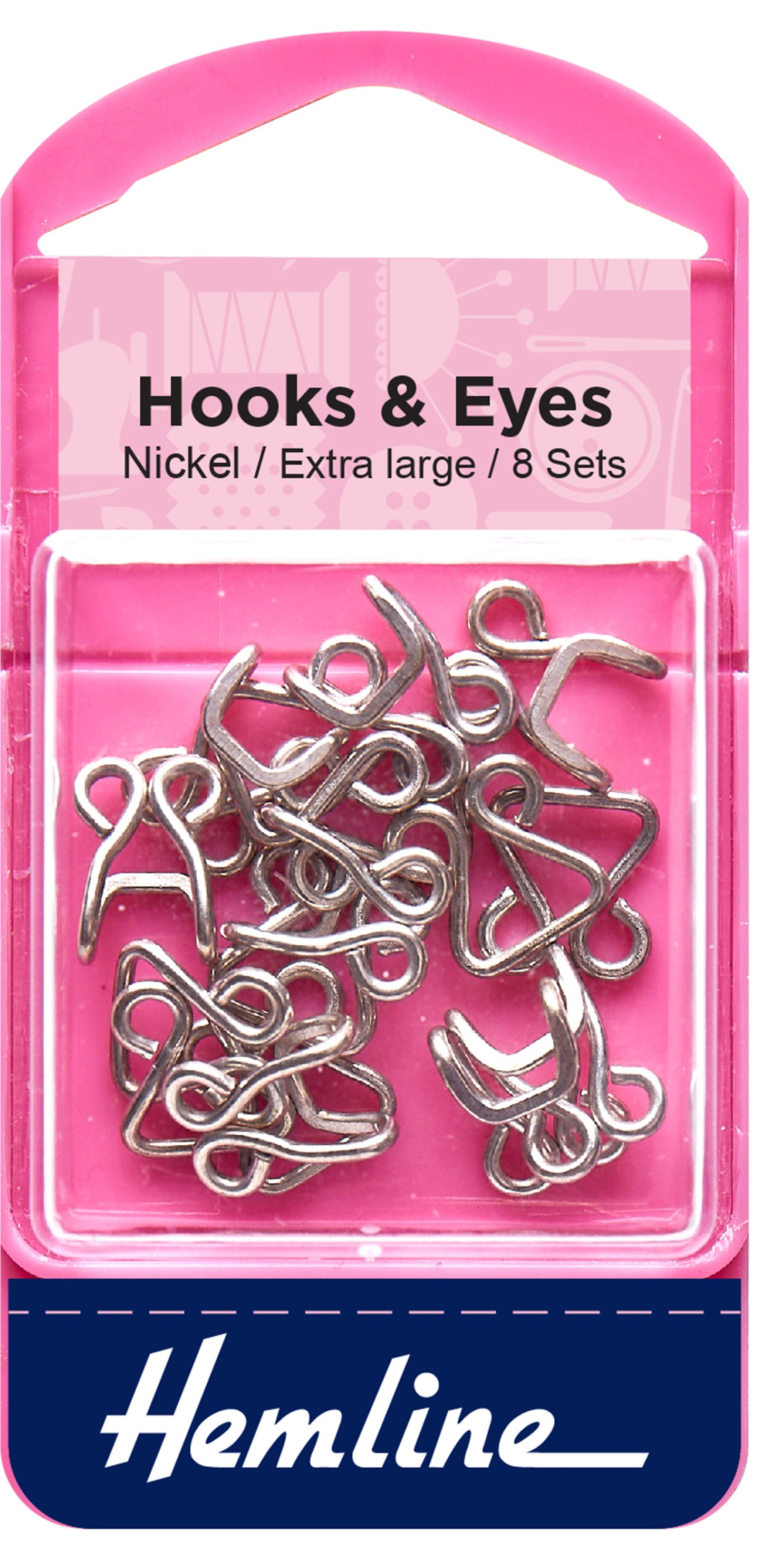 Hemline Hooks & Eyes Size 13 -Nickel - 8 Sets~