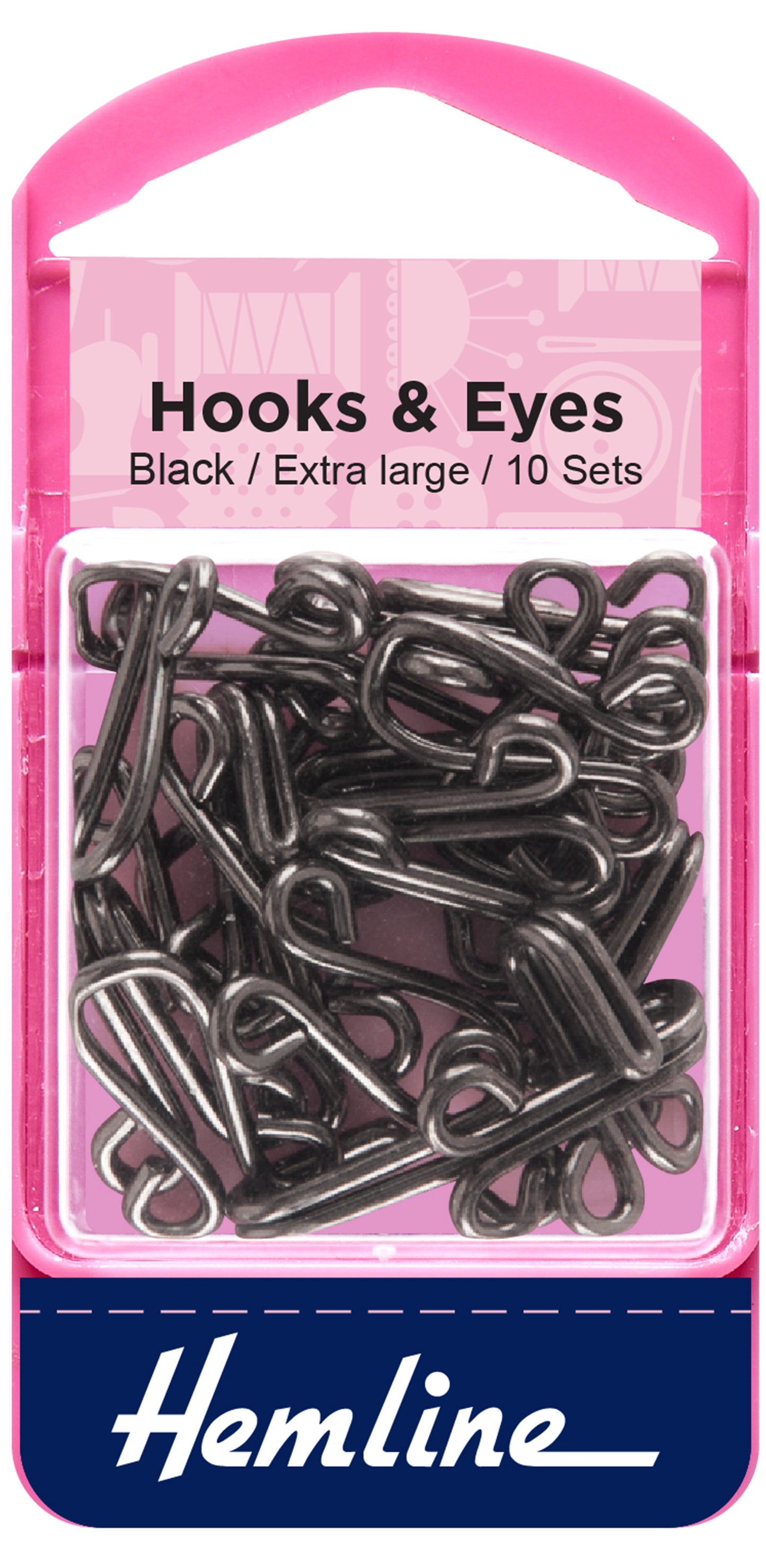 Hemline Hooks & Eyes Size 9 -Black -10 Sets~