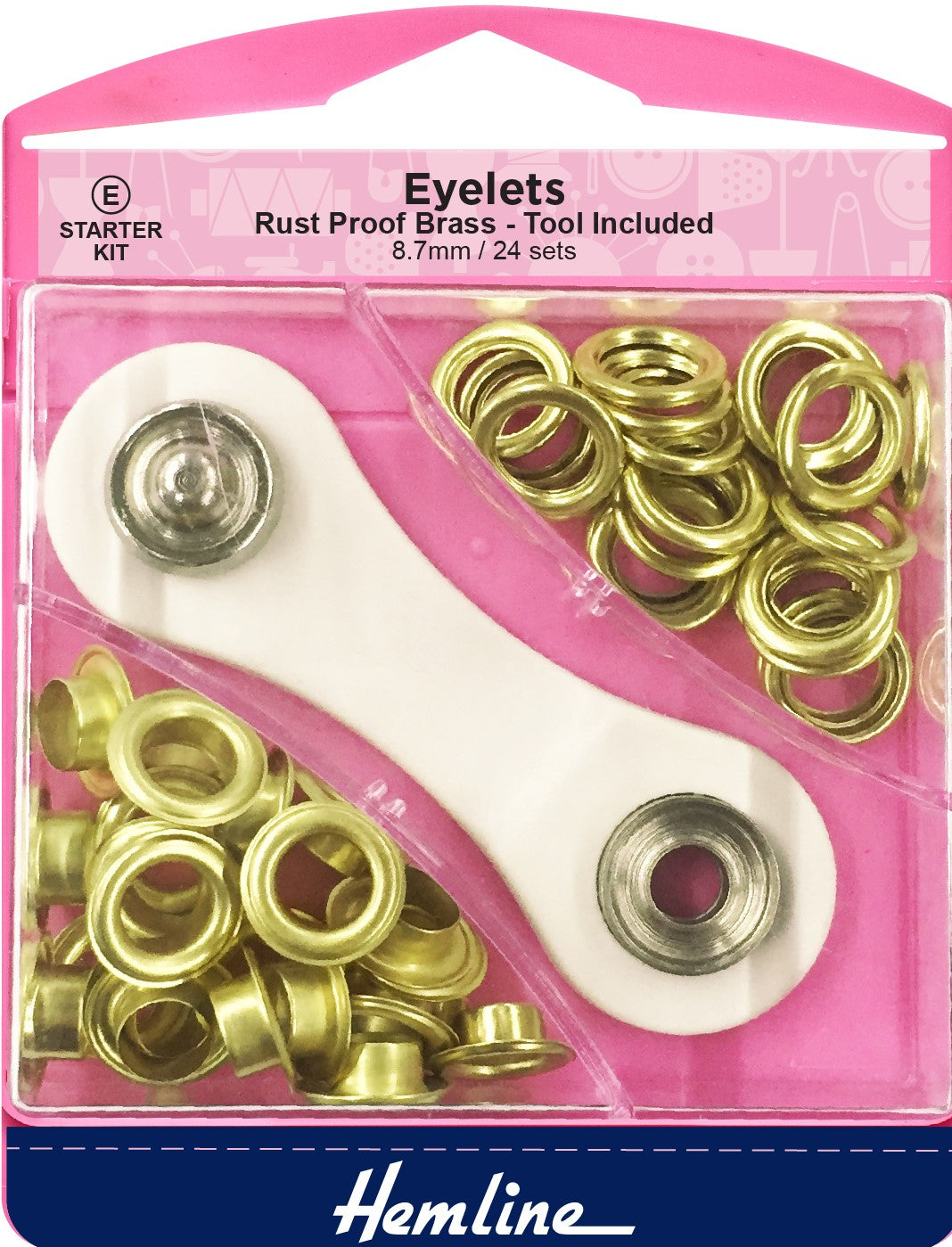 Hemline Eyelet Starter Kit 8.7mm Gold