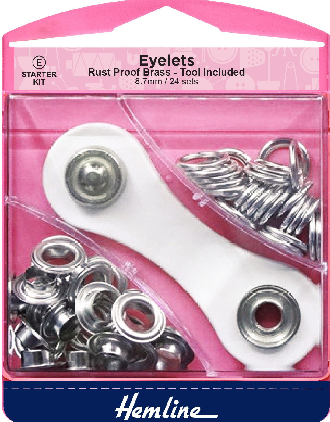 Hemline Eyelet Starter Kit 8.7mm Silver