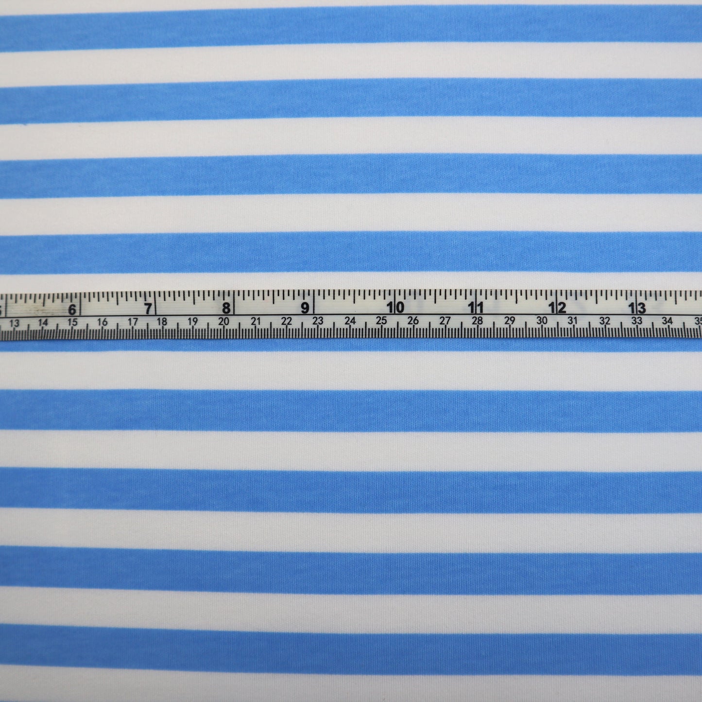 Cotton Jersey in Blue and White Thick Stripes