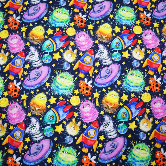 100% Cotton in Space Monster Print