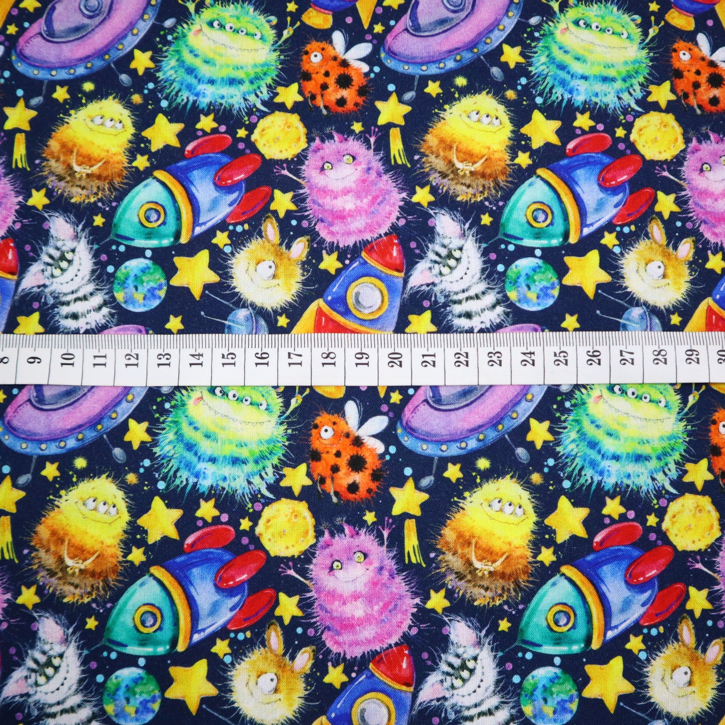 100% Cotton in Space Monster Print