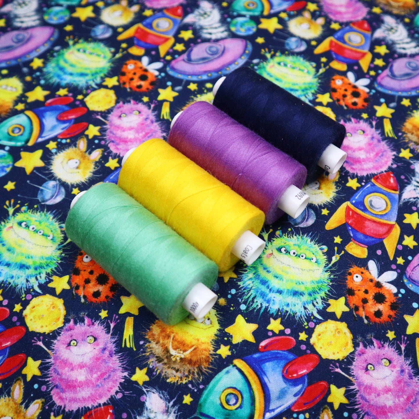 100% Cotton in Space Monster Print