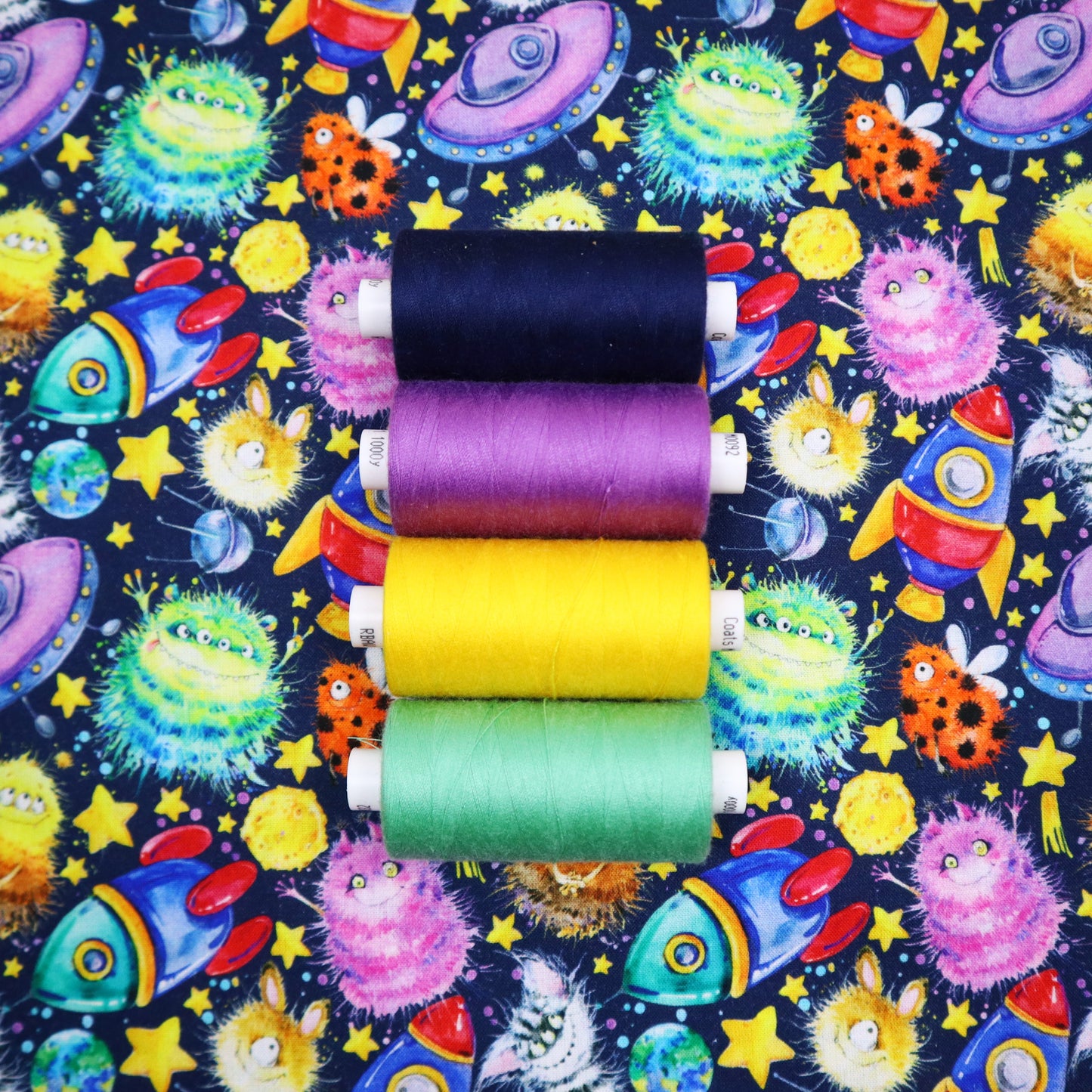 100% Cotton in Space Monster Print