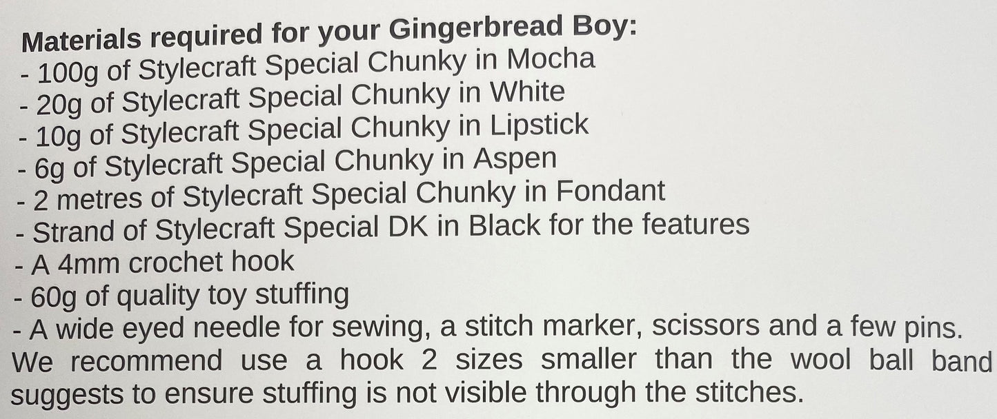 Wee Woolly Wonderfuls - George The Gingerbread Boy Crochet Pattern