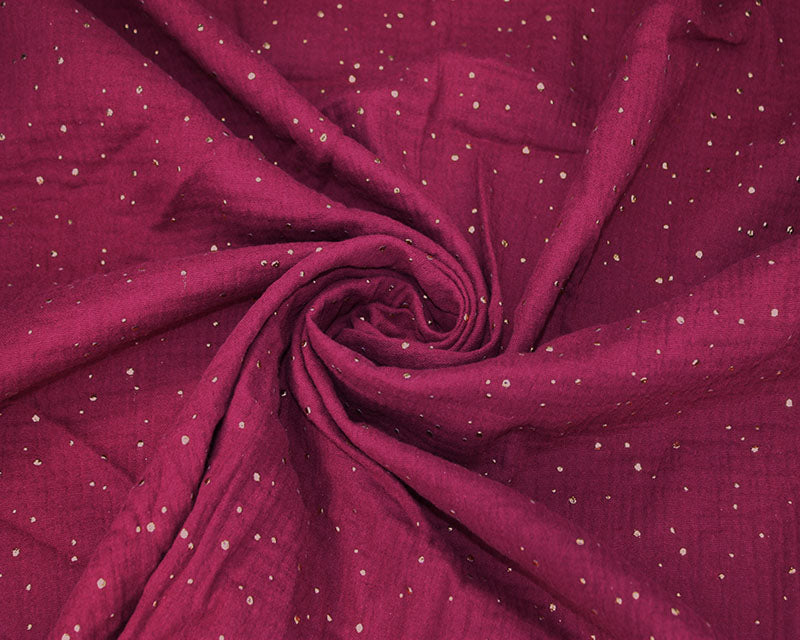 100% Cotton Double Gauze Gold Speck - Wine