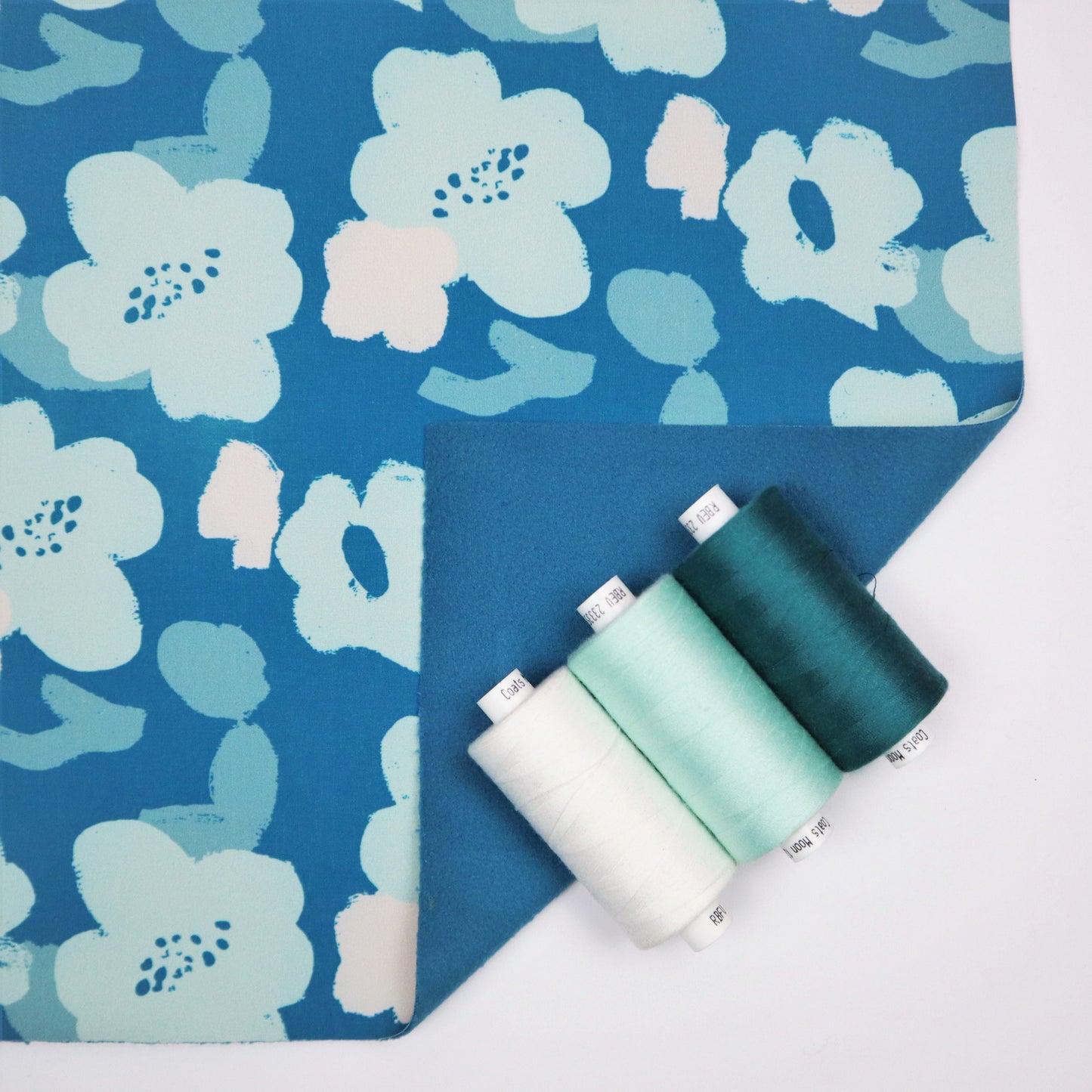 Fleece-Backed Softshell in Turquoise Flower Print