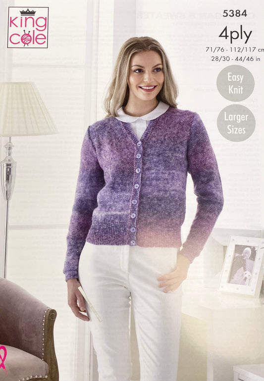 King Cole 5384 - 4ply Cardigan and Sweater