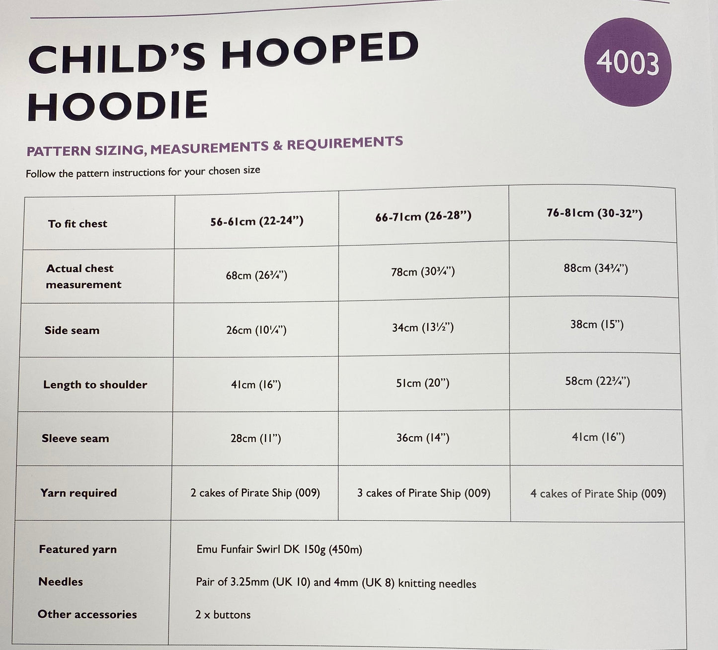 Emu Knitting Pattern Child's Hooped Hoodie DK (4003)