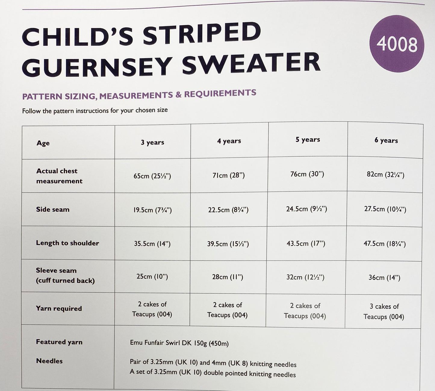 Emu Knitting Pattern Child's Striped Guernsey Sweater DK (4008)