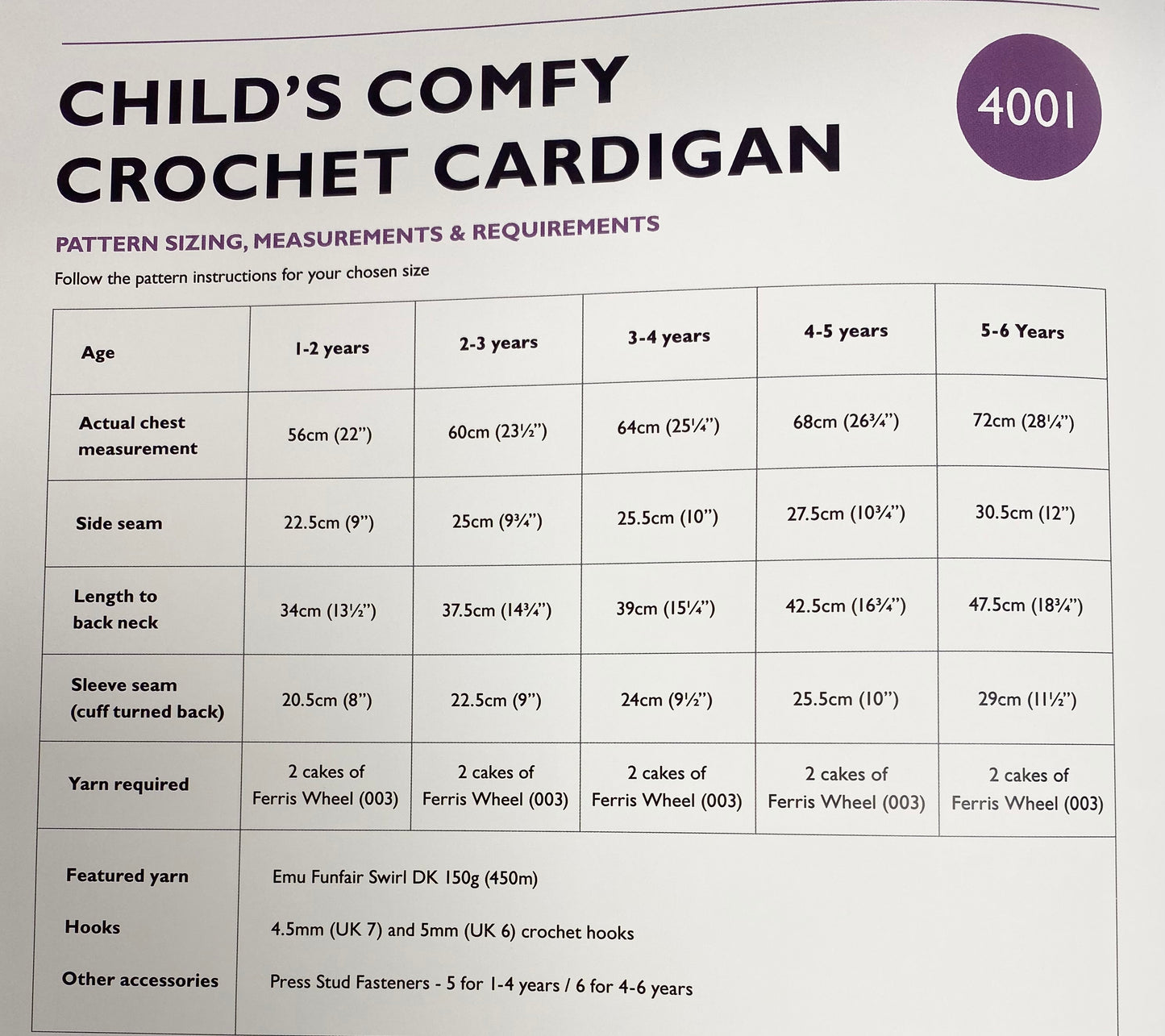 Emu Crochet Pattern Child's Comfy Crochet Cardigan DK (4001)