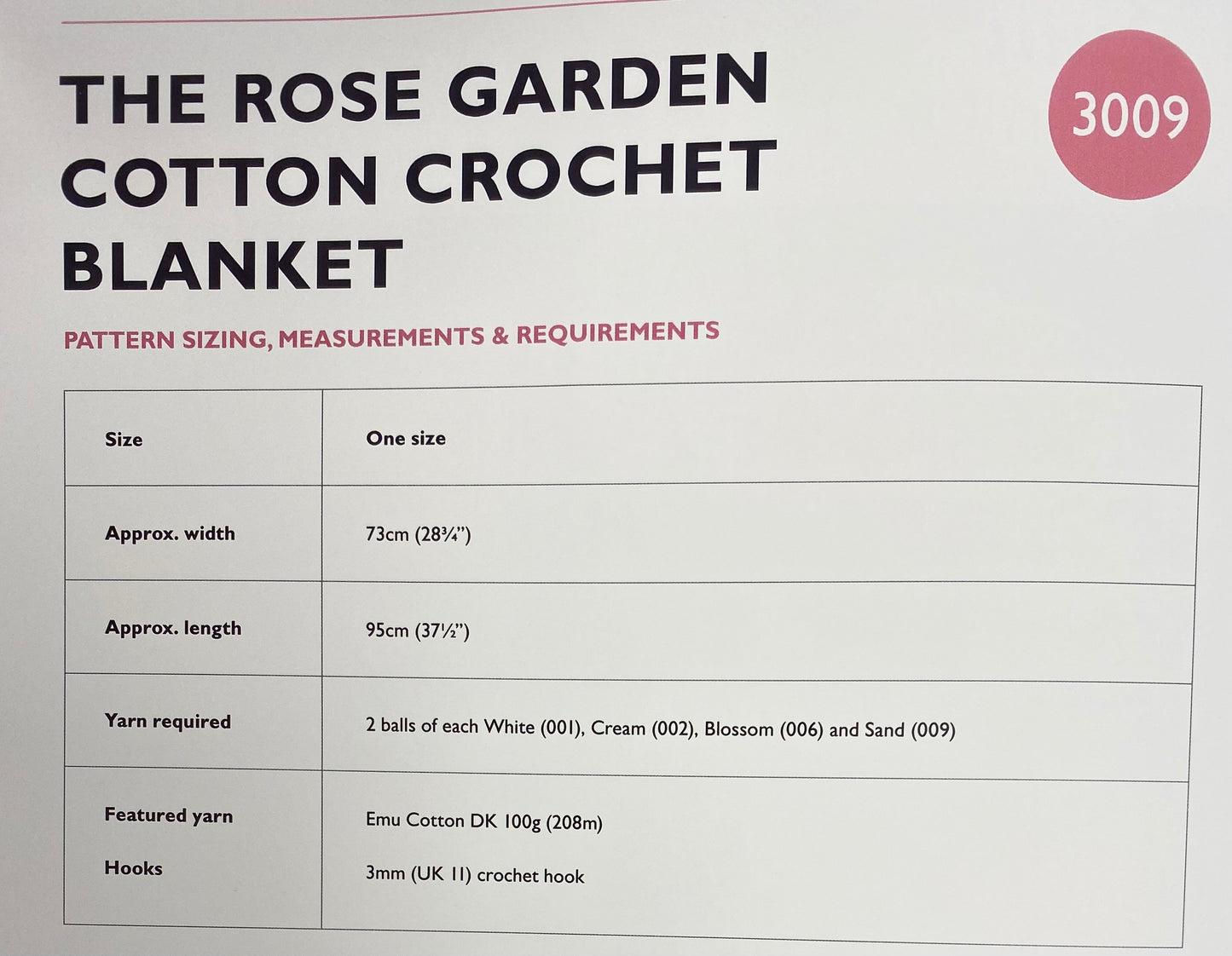 Emu Crochet Pattern Rose Garden Crochet Blanket DK (3009)