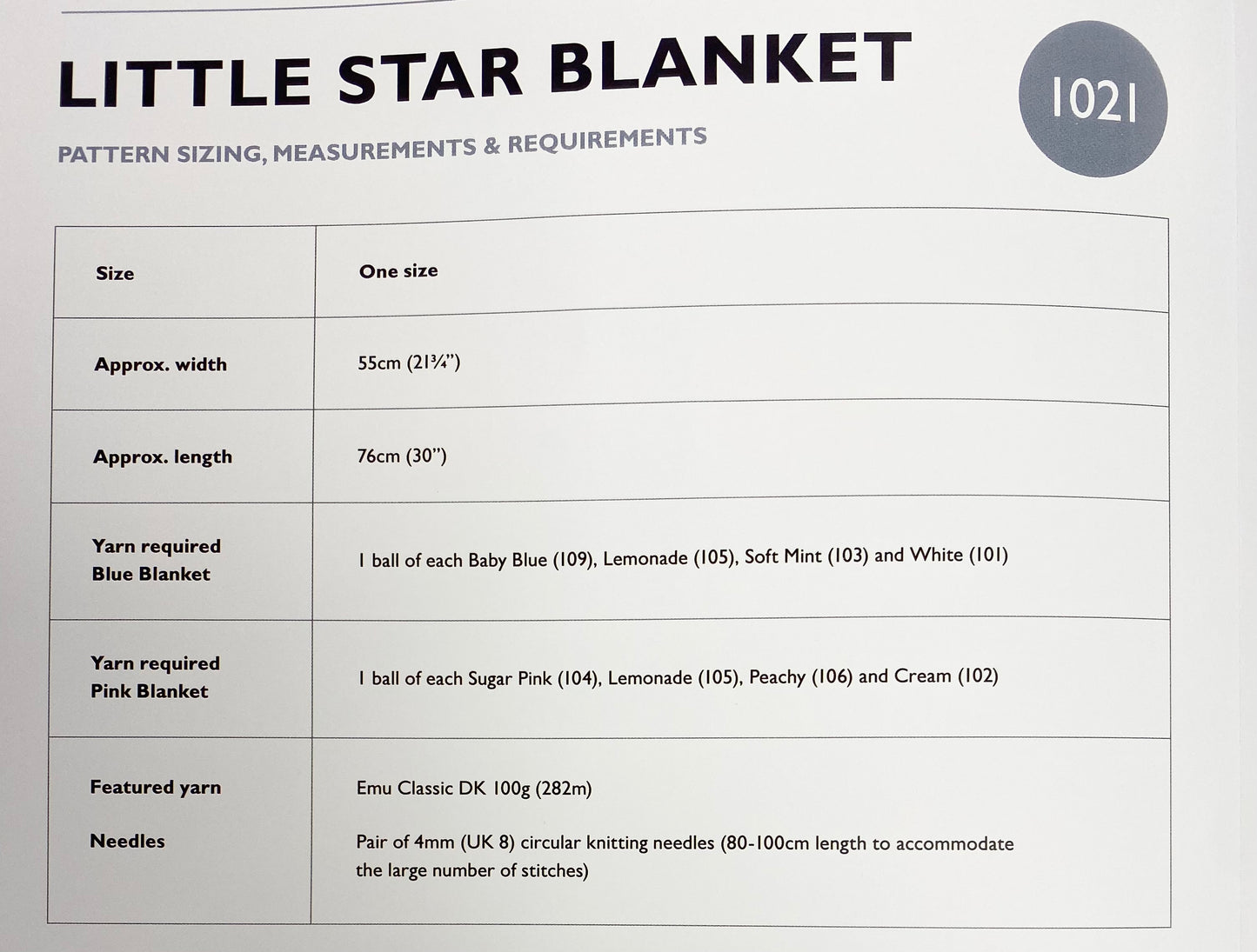 Emu Knitting Pattern Little Star Blanket DK (1021)