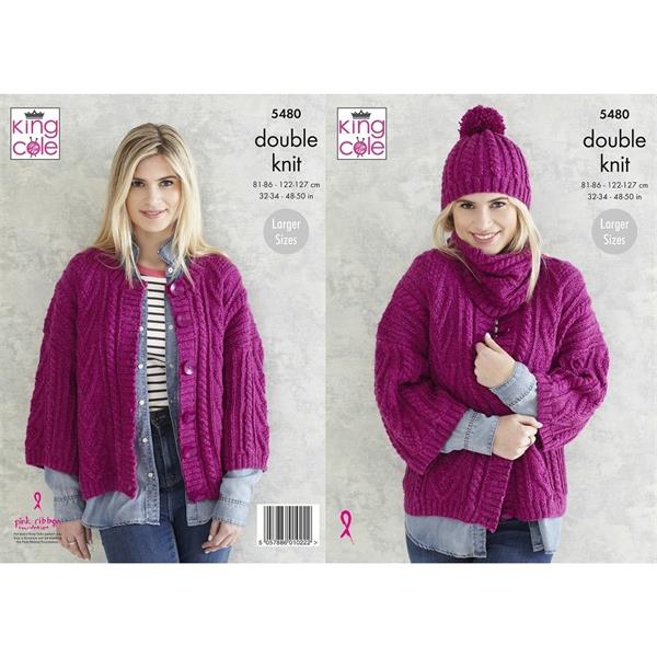 King Cole 5480 Jacket, Snood and Hat - Double Knitting