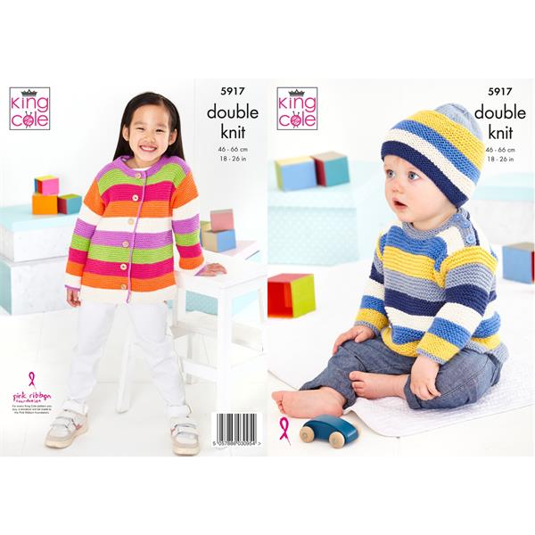 King Cole 5917 Sweater,Hat and Cardigan Double Knit