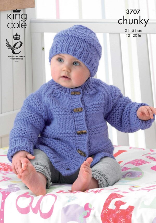 King Cole 3707 Jacket Hat and Mittens - Chunky