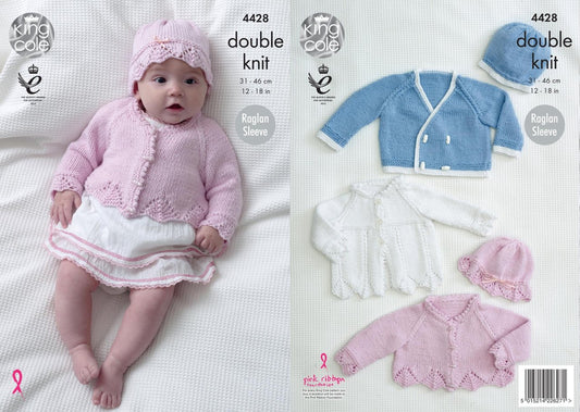 King Cole 4428 Matinee Coat, Cardigan, Jacket and Hats Knitted DK