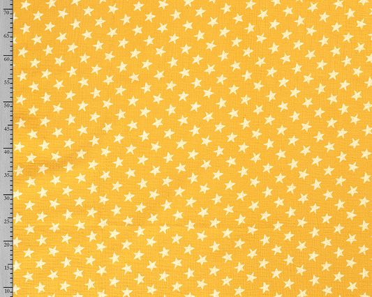 100% Cotton Double Gauze - Star - Mustard