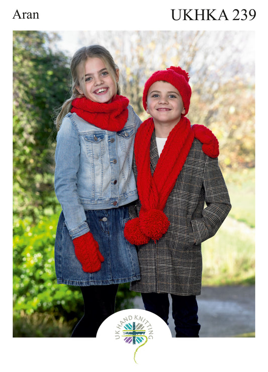 UKHKA 239 Knitting Pattern Childrens Accessories - Aran