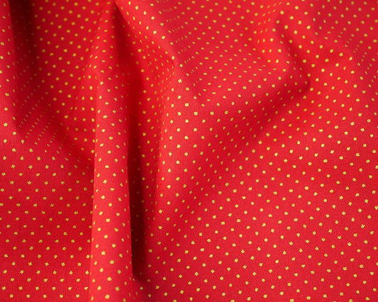 100% Cotton Red/gold Metallic Pinspot