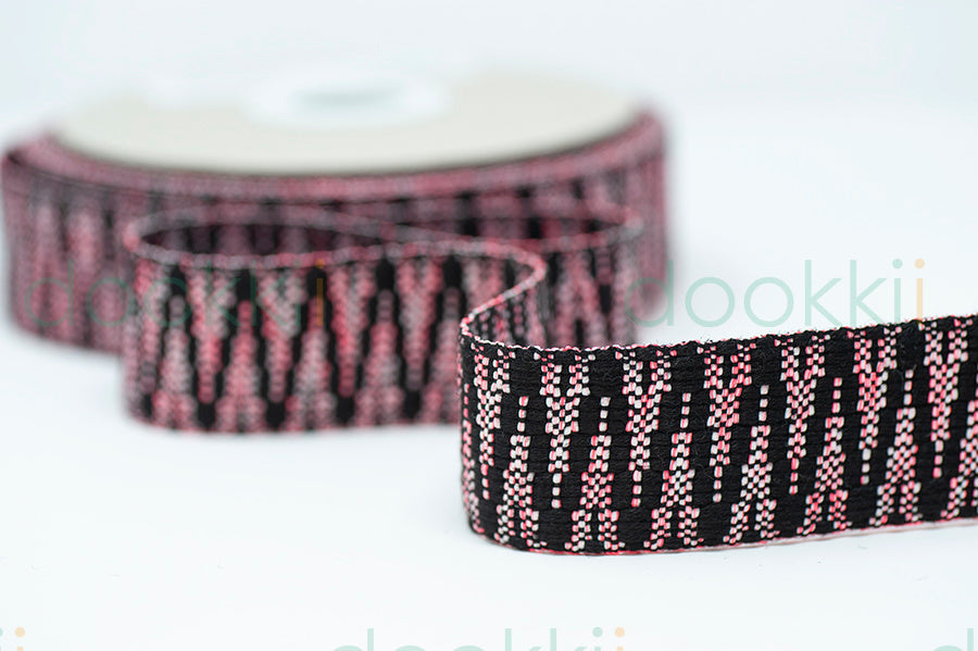 Webbing - Heavy Duty 38mm -Black/Pink