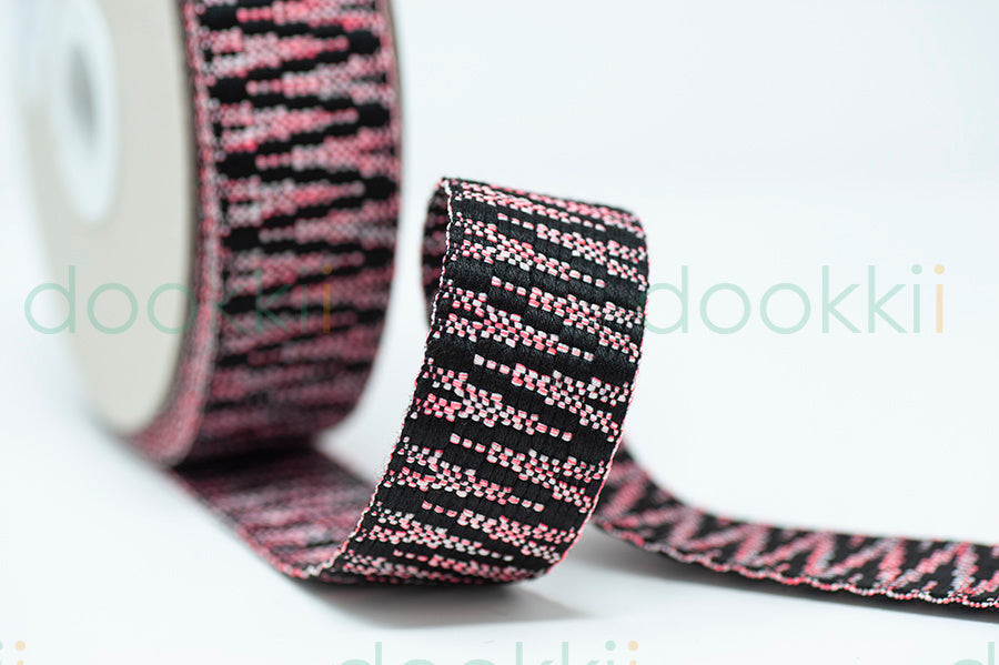 Webbing - Heavy Duty 38mm -Black/Pink